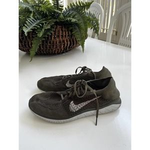 Nike Free RN Flyknit Men 11.5 Athletic Running Shoe 942838–300 olive green